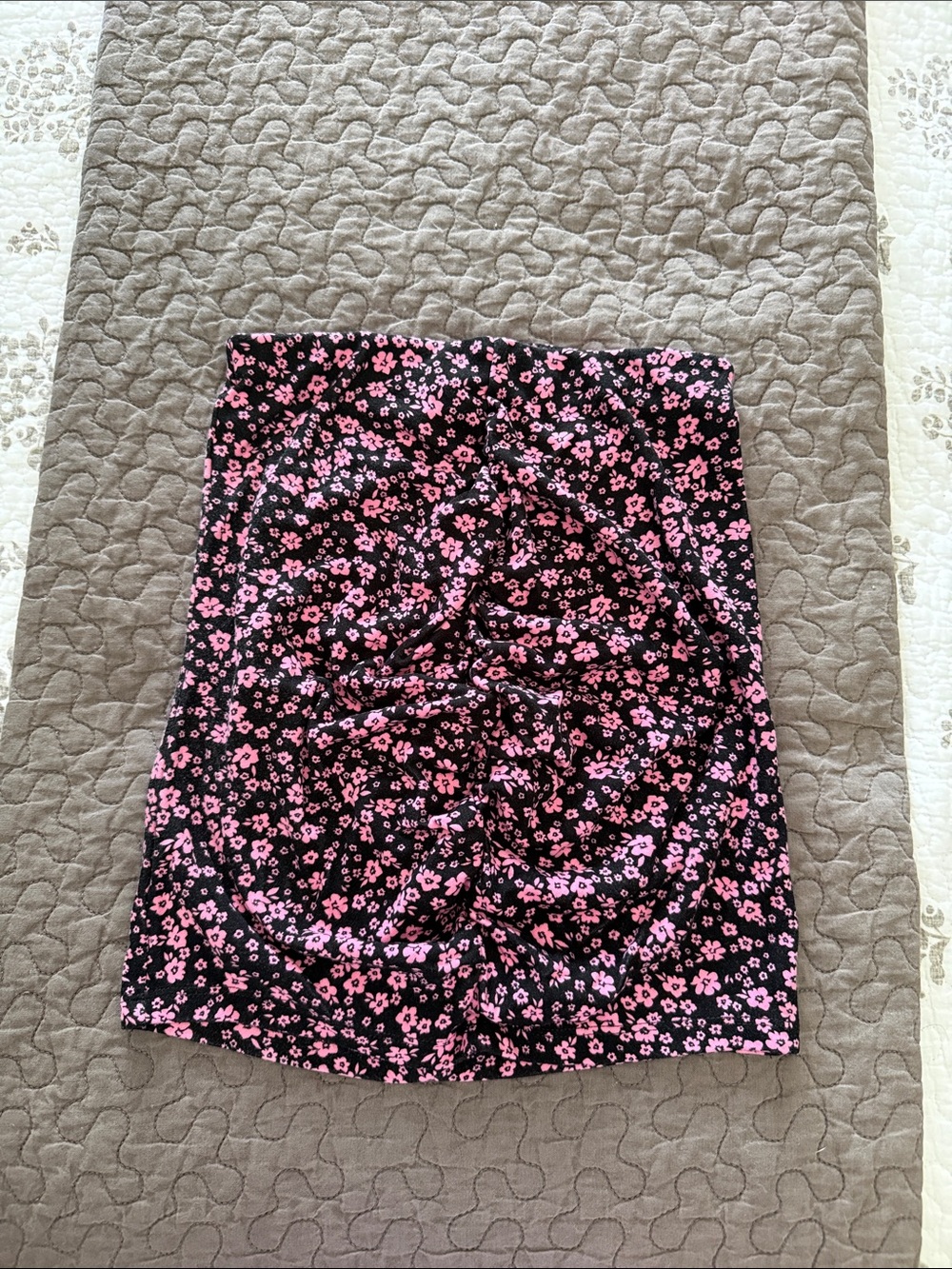 H&M Black Mini Skirt with Pink Floral Print
